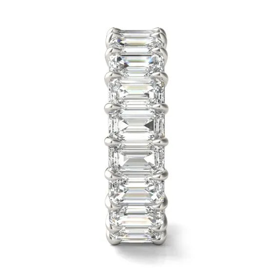 6 1/4 CTW Emerald Lab Grown Diamond Couture Classic Eternity Ring 14K White Gold (G-VS) VossAgin