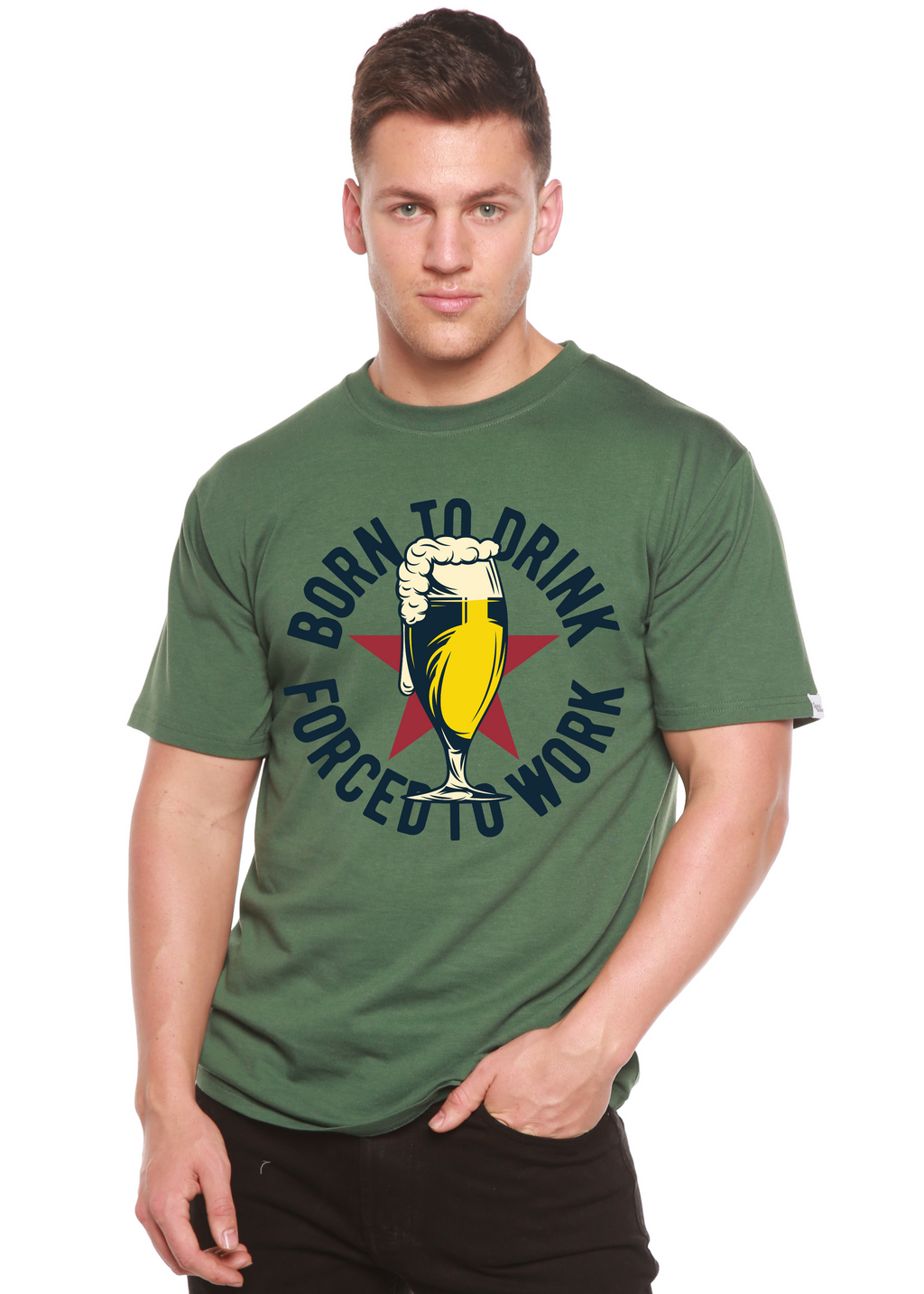 Born to Drink Men's Bamboo Viscose/Organic Cotton Short Sleeve Graphic T-Shirt Spun Bamboo