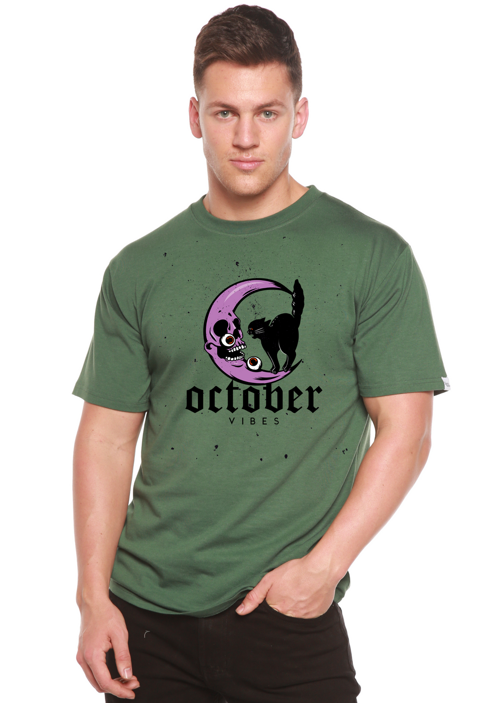 October Vibes Men's Bamboo Viscose/Organic Cotton Short Sleeve Graphic T-Shirt Spun Bamboo