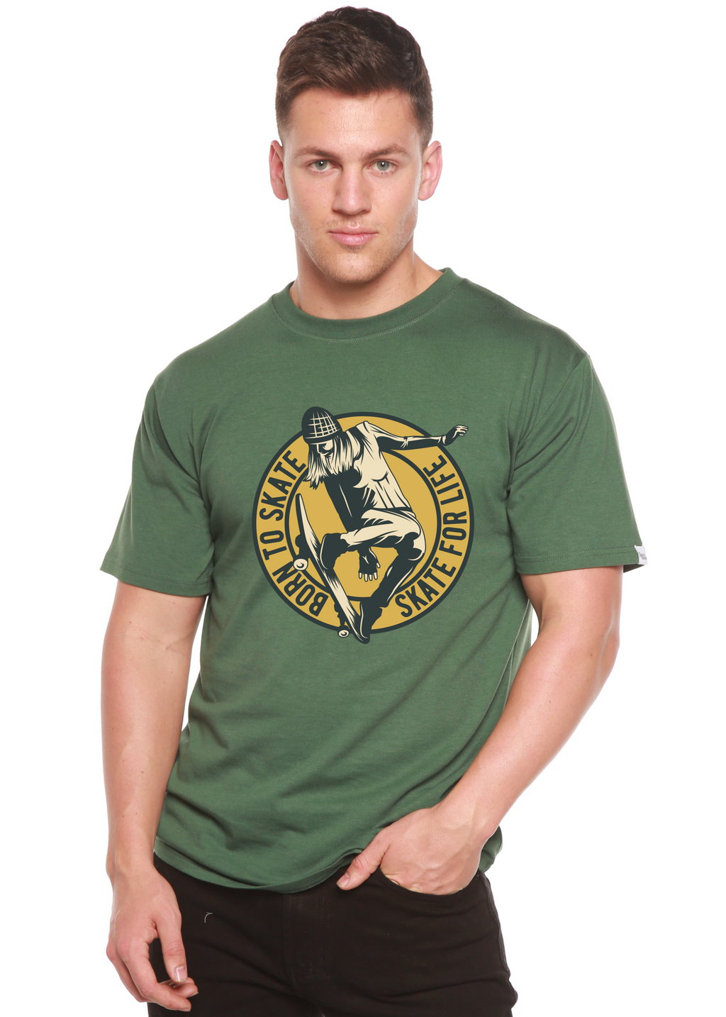 Skate For Life Men's Bamboo Viscose/Organic Cotton Short Sleeve Graphic T-Shirt Spun Bamboo