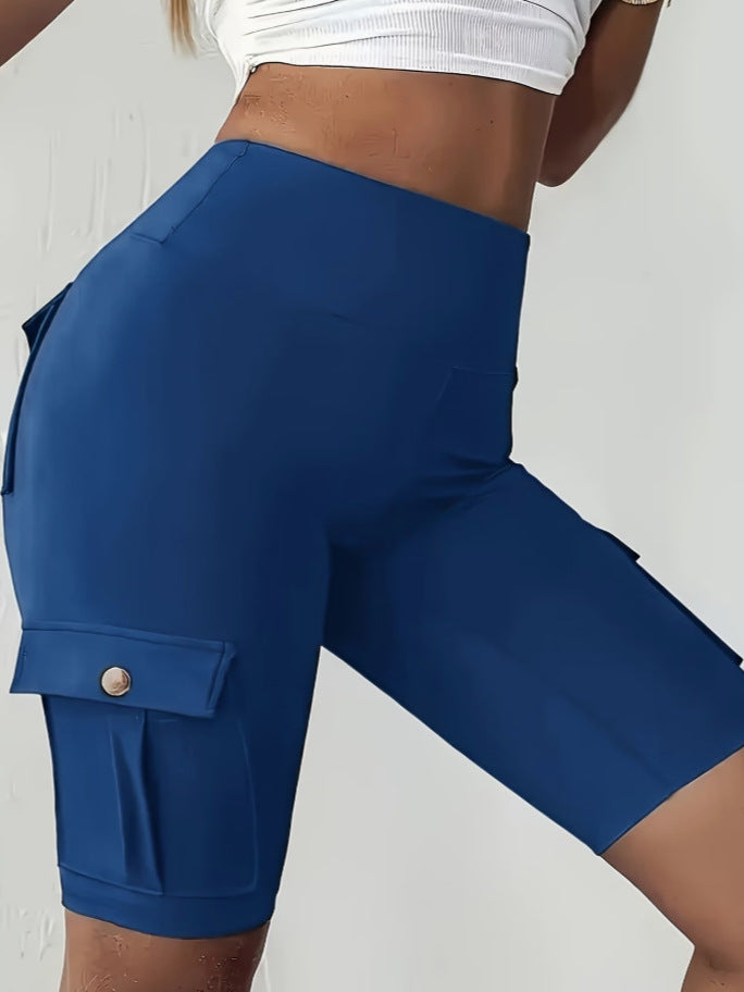 Temu European And American Style Spring And Autumn Pocket Sports Yoga Cargo Shorts Casual Pants Women's Five-Point Pants Tight Leggings Social Buzz eSIMs