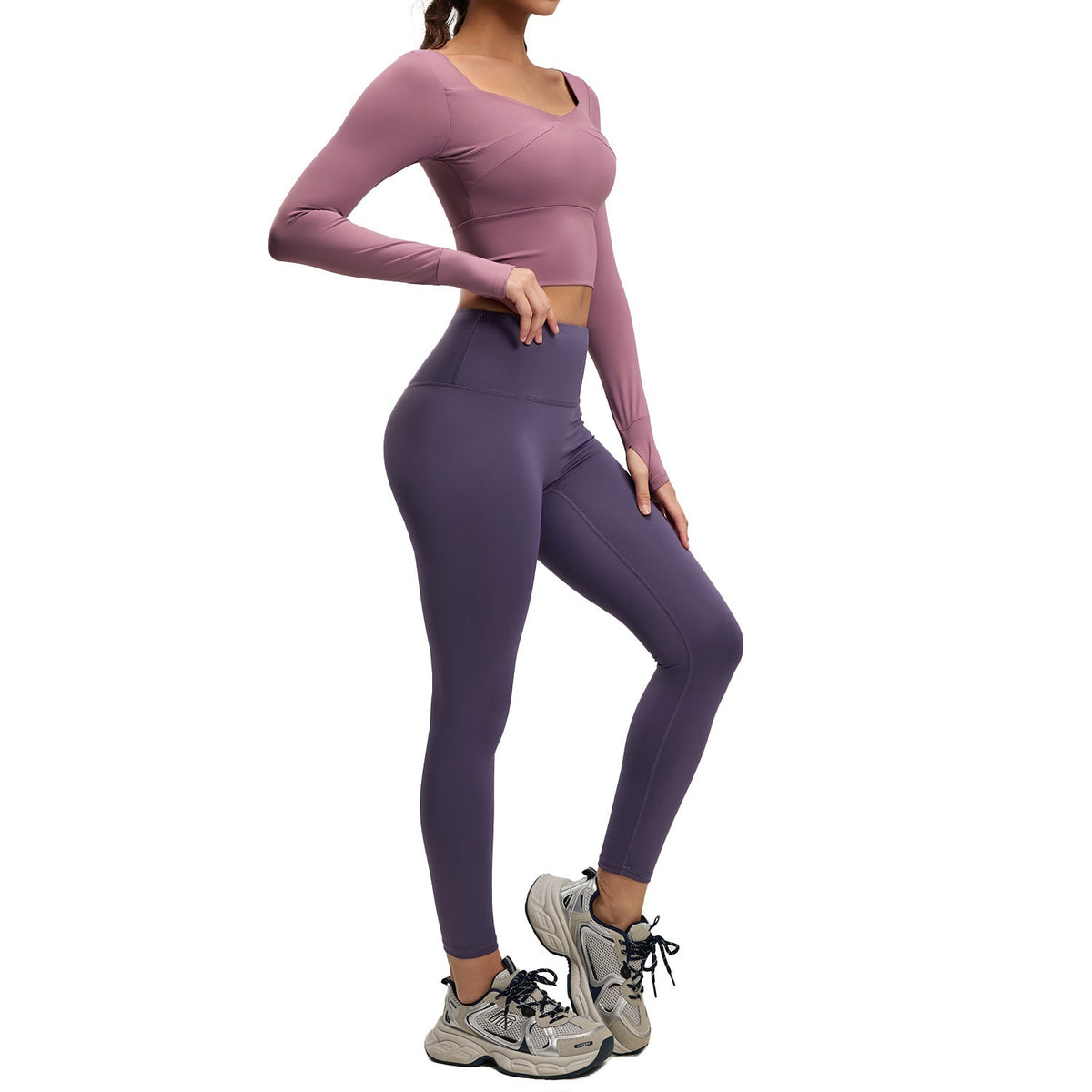 Spring And Summer Spliced Yoga Long-Sleeved Set Social Buzz eSIMs