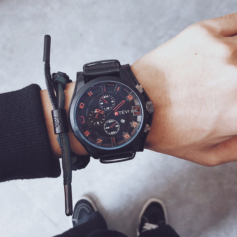 Mens Trendy Korean-style Sport Watch With A Bold Large Dial For Students