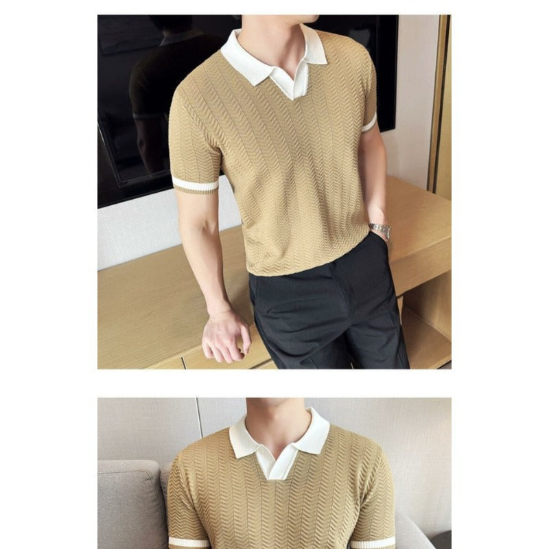 Summer Lightweight Ice Silk Knitted Short Sleeve Top