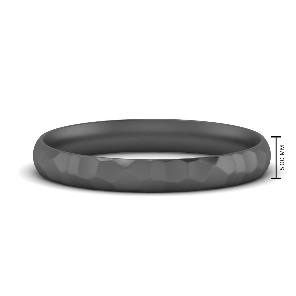 Mens Hammered Comfort Fit Wedding Band
