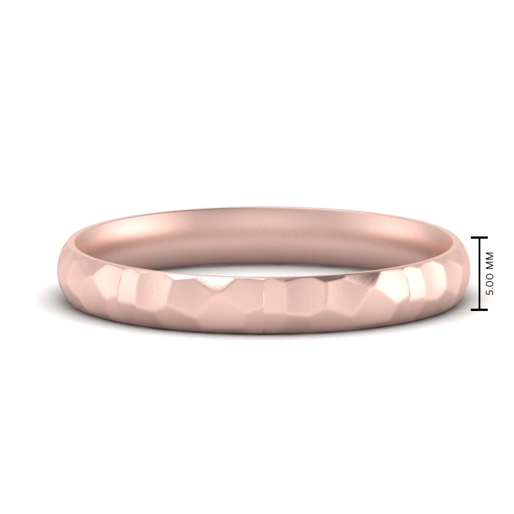 Mens Hammered Comfort Fit Wedding Band