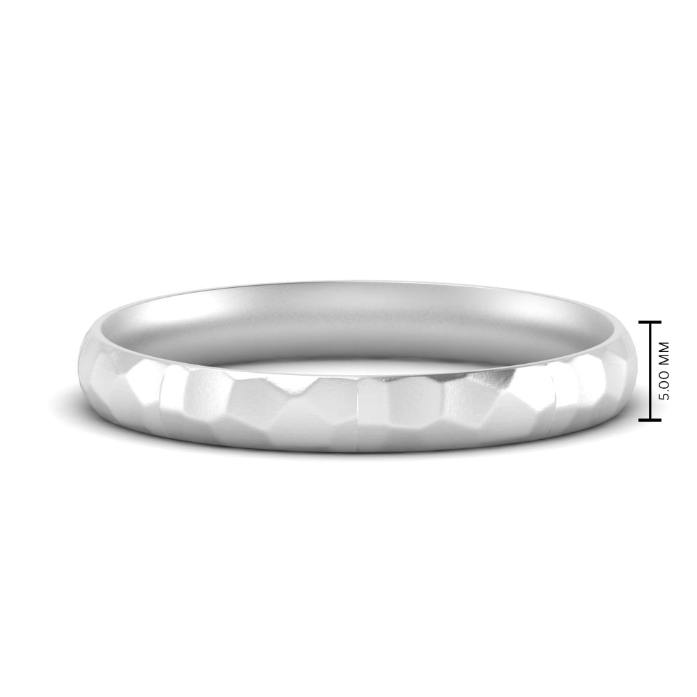 Mens Hammered Comfort Fit Wedding Band