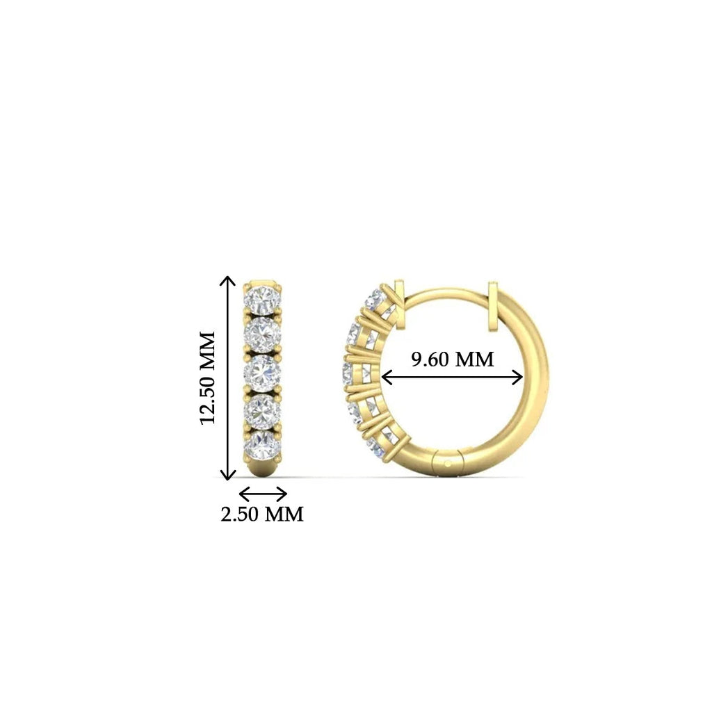 1/2 Carat Stunning Five Stone Huggie Hoops Earrings