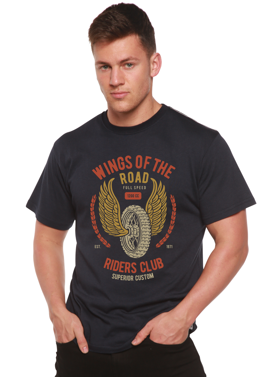 Wings Of The Road Spun Bamboo® Men's Bamboo Viscose/Organic Cotton Short Sleeve Graphic T-Shirt Spun Bamboo