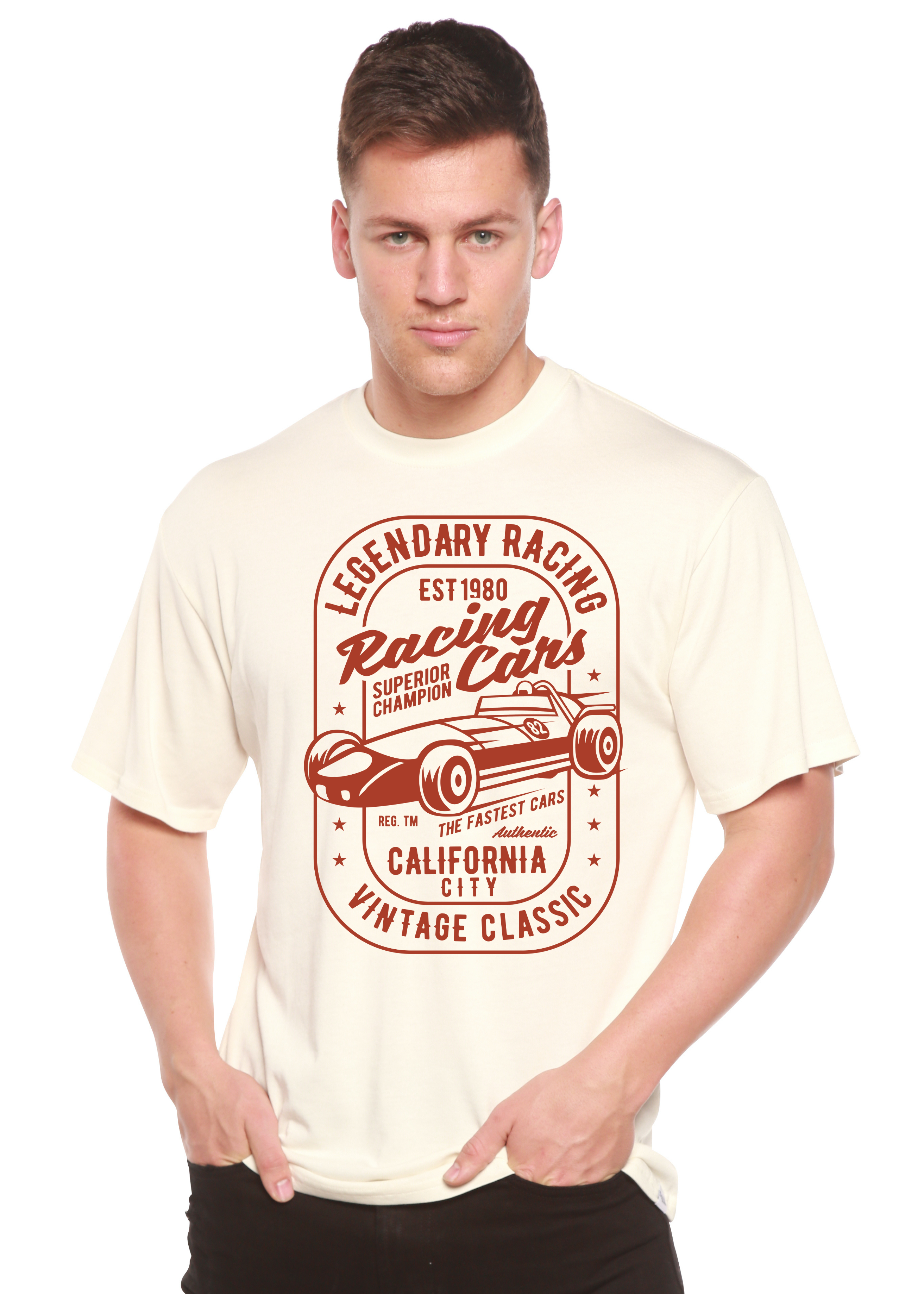 Legendary Racing Cars Men's Bamboo Viscose/Organic Cotton Short Sleeve Graphic T-Shirt Spun Bamboo