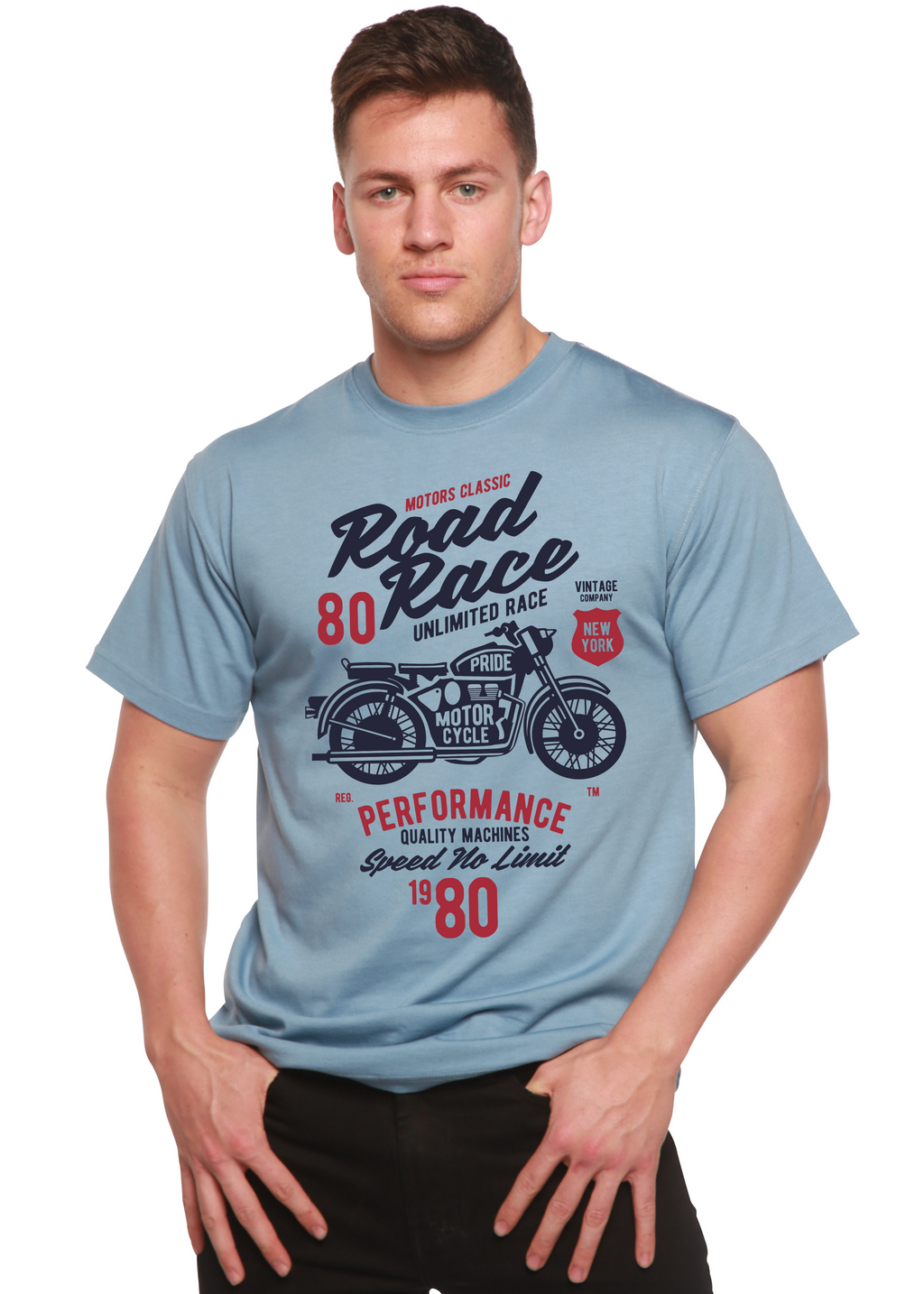 Road Race Motorcycles Spun Bamboo® Men's Bamboo Viscose/Organic Cotton Short Sleeve Graphic T-Shirt Spun Bamboo