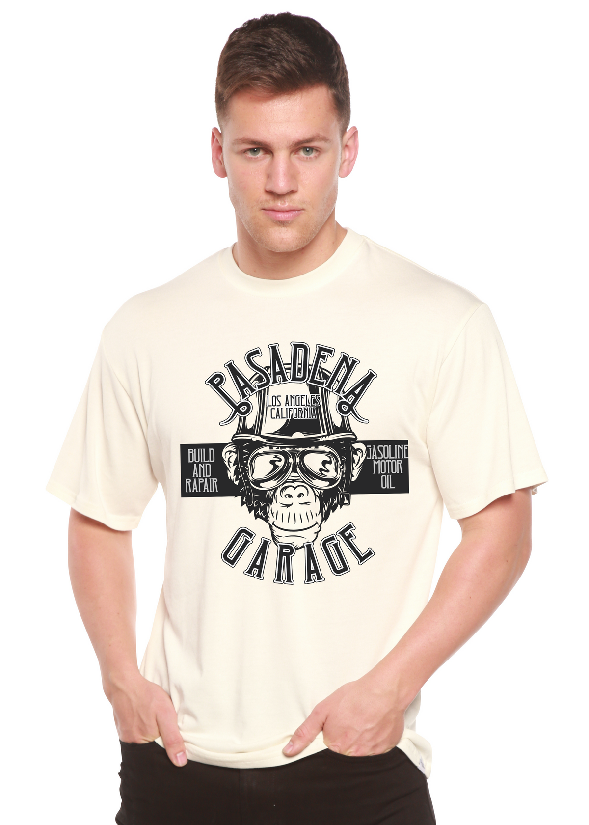Pasadena Garage Men's Bamboo Viscose/Organic Cotton Short Sleeve Graphic T-Shirt Spun Bamboo
