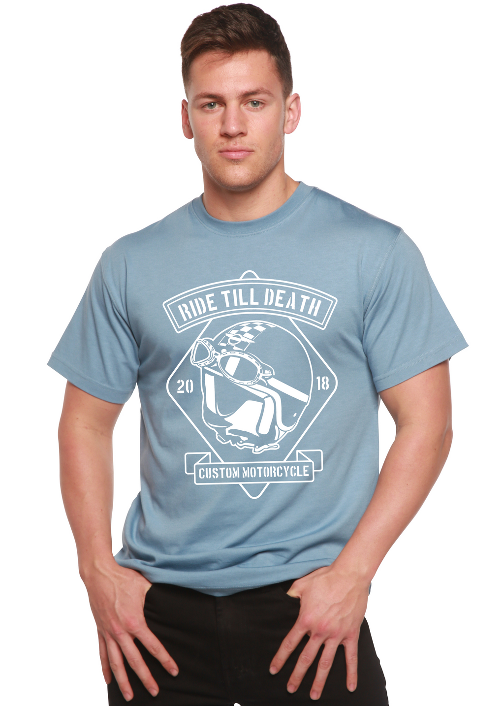 Ride Till Death Spun Bamboo® Men's Bamboo Viscose/Organic Cotton Short Sleeve Graphic T-Shirt Spun Bamboo