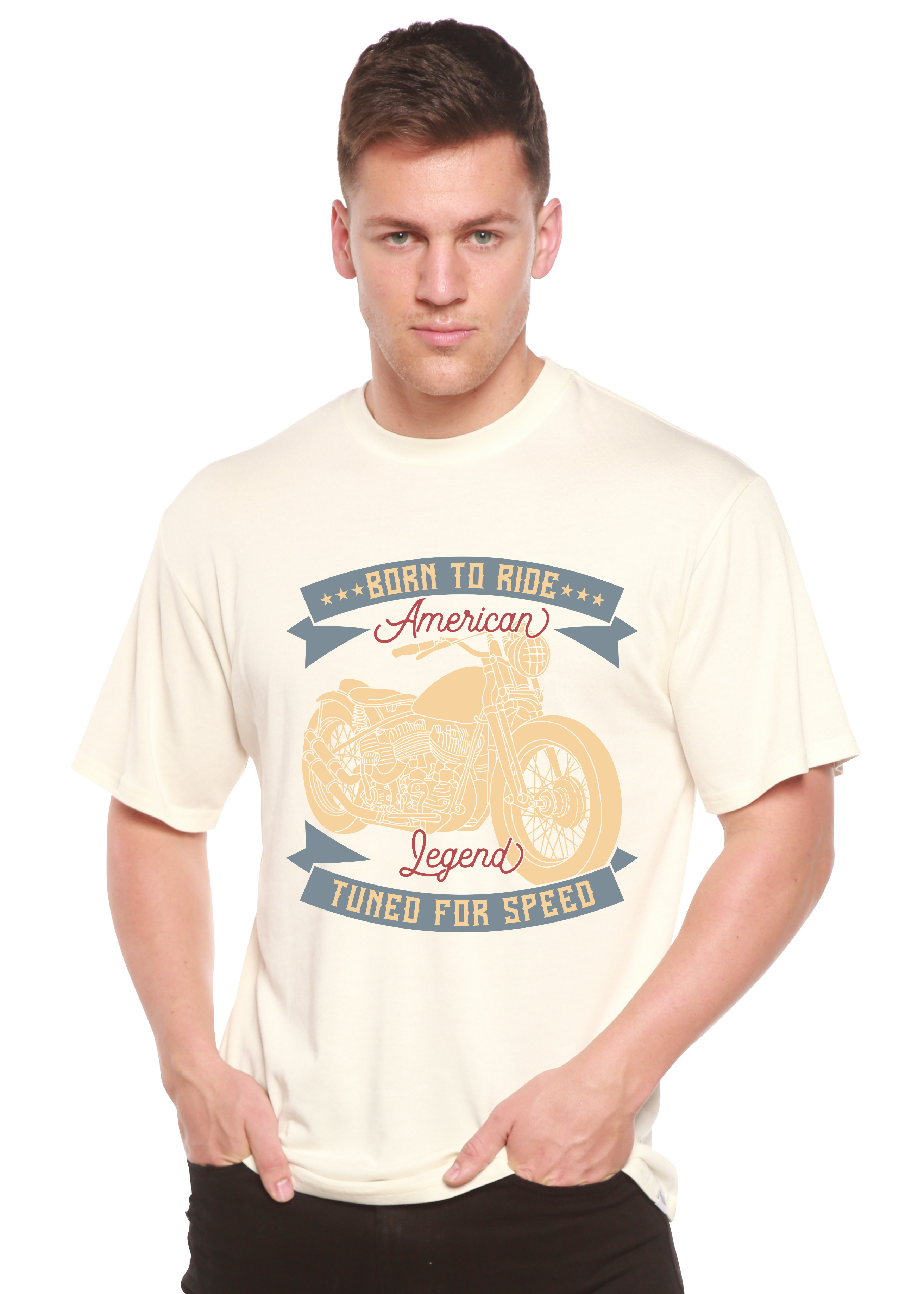 Born To Ride American Legend Men's Bamboo Viscose/Organic Cotton Short Sleeve Graphic T-Shirt Spun Bamboo