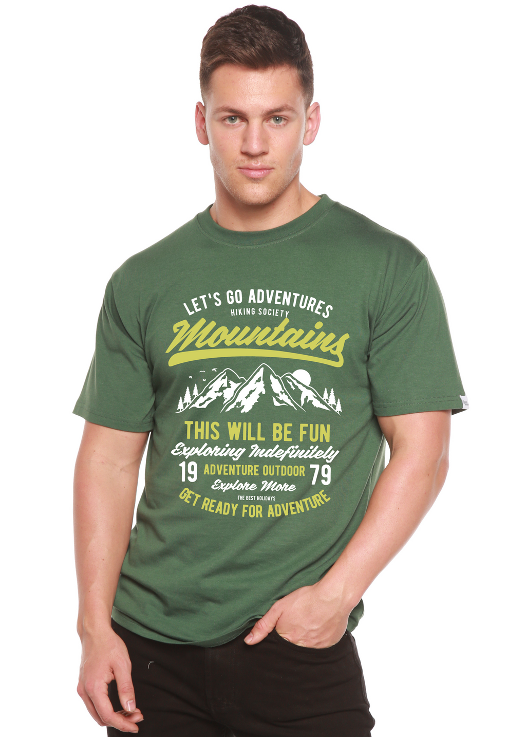 Let's Go Adventure Men's Bamboo Viscose/Organic Cotton Short Sleeve Graphic T-Shirt Spun Bamboo