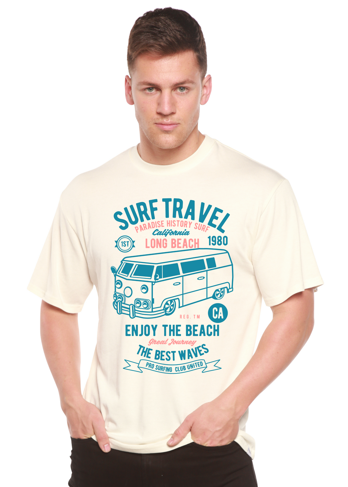 Surf Travel Spun Bamboo® Men's Bamboo Viscose/Organic Cotton Short Sleeve Graphic T-Shirt Spun Bamboo