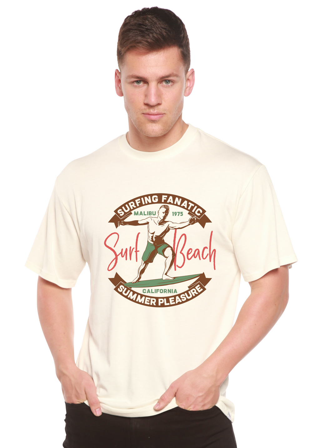 Surf Beach Men's Bamboo Viscose/Organic Cotton Short Sleeve Graphic T-Shirt Spun Bamboo