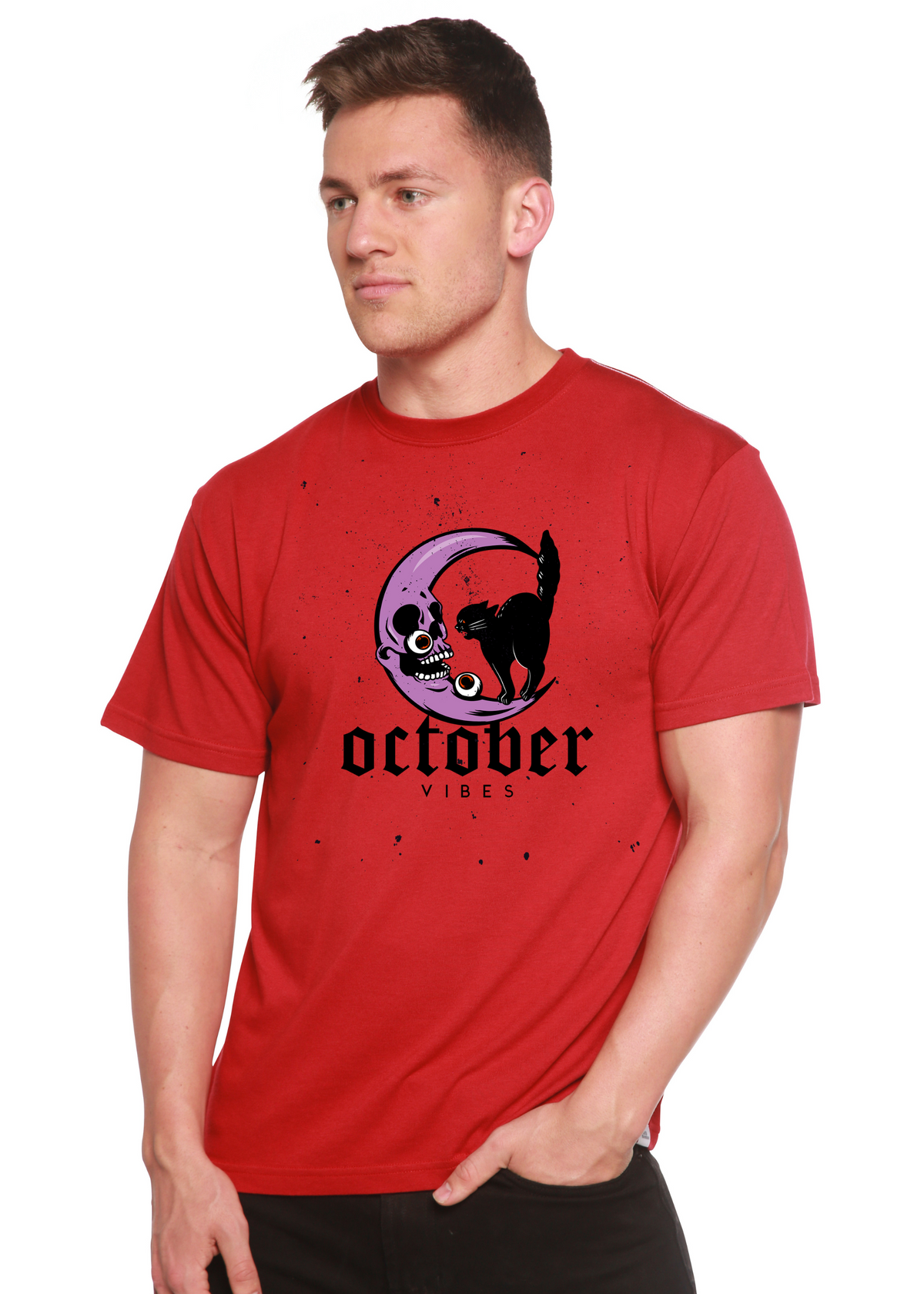 October Vibes Men's Bamboo Viscose/Organic Cotton Short Sleeve Graphic T-Shirt Spun Bamboo