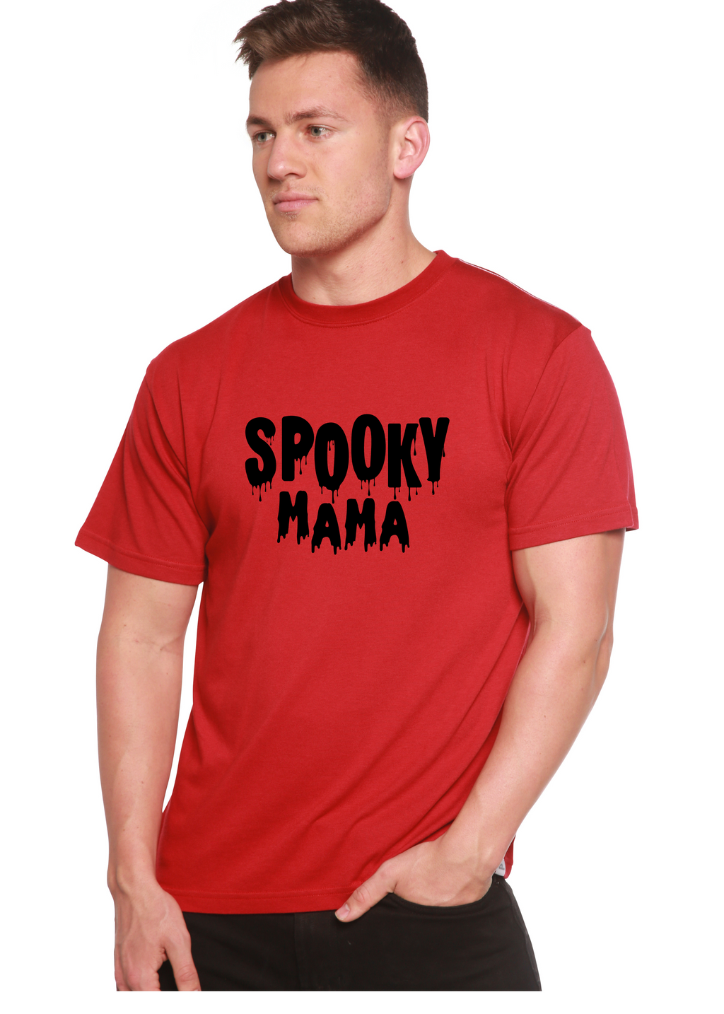 Spooky Mama Halloween Men's Bamboo Viscose/Organic Cotton Short Sleeve Graphic T-Shirt Spun Bamboo