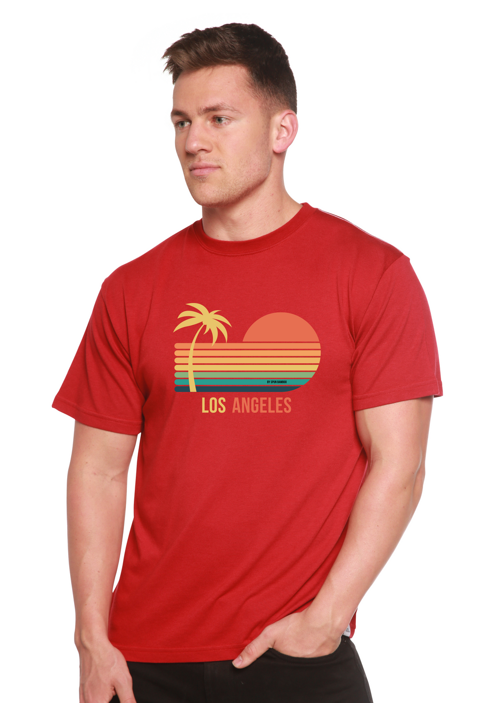 Los Angeles Unisex Bamboo Viscose/Organic Cotton Short Sleeve Graphic T-Shirt Spun Bamboo