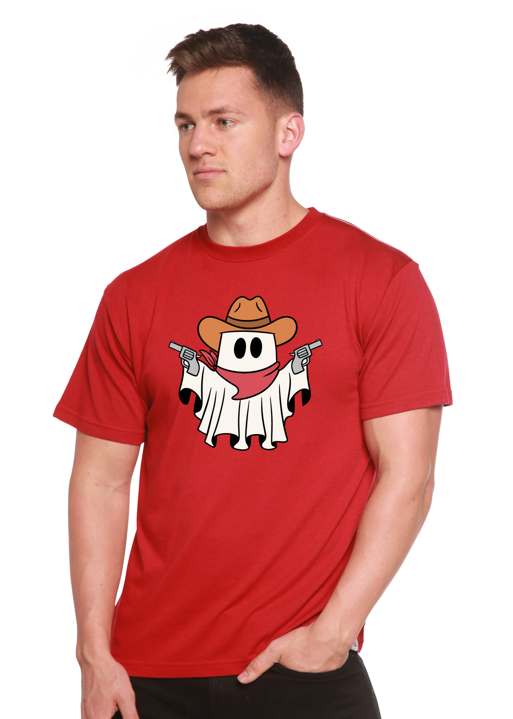 Cowboy Ghost Unisex Bamboo Viscose/Organic Cotton Short Sleeve Graphic T-Shirt Spun Bamboo