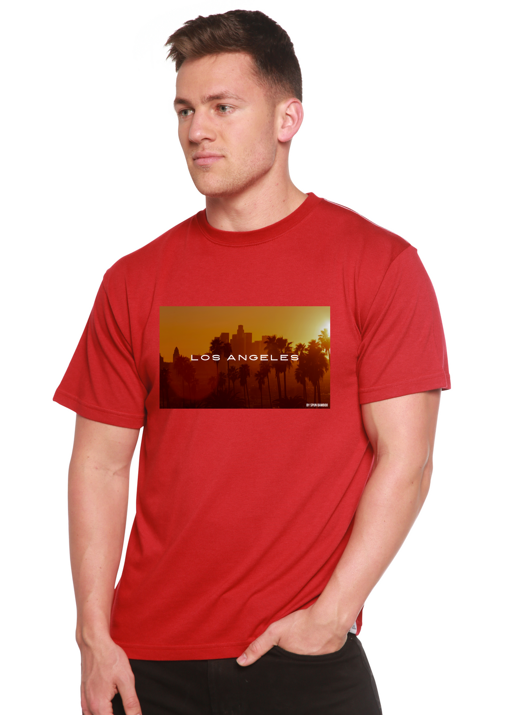 Los Angeles Unisex Bamboo Viscose/Organic Cotton Short Sleeve Graphic T-Shirt Spun Bamboo