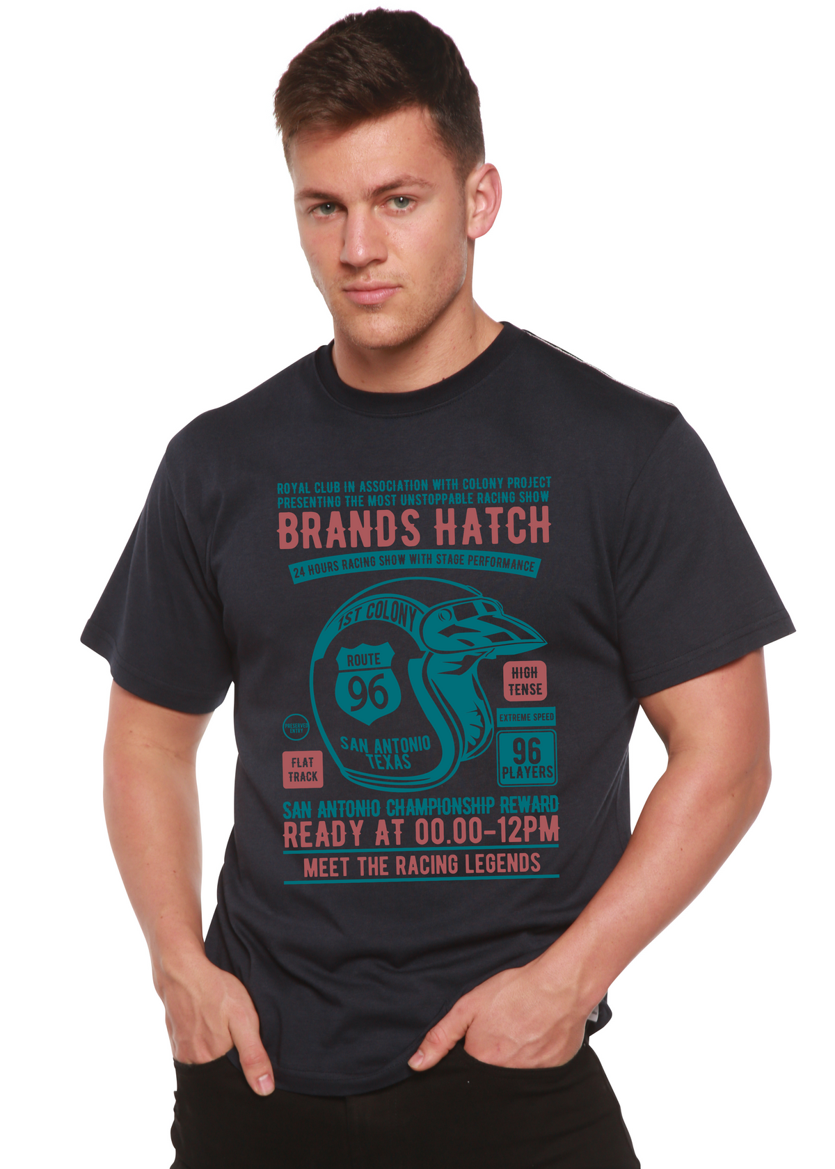 Brands Hatch Men's Bamboo Viscose/Organic Cotton Short Sleeve Graphic T-Shirt Spun Bamboo