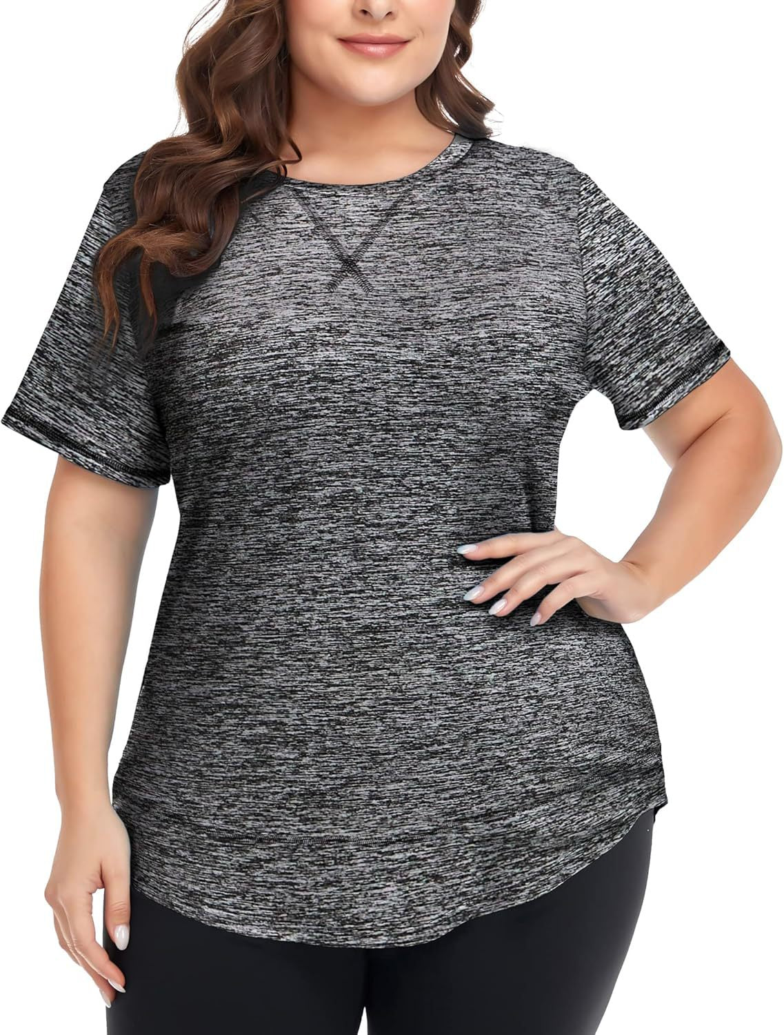2026 Plus Size Women's Summer Sports Short Sleeve Breathable T Shirt Yoga & Fitness Quick Dry Cationic Top Social Buzz eSIMs