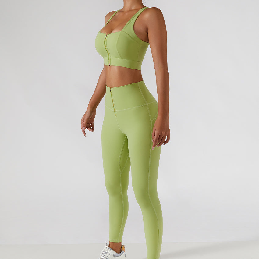 Ribbed One Shoulder Yoga Back Bra Yoga Pants Set Social Buzz eSIMs