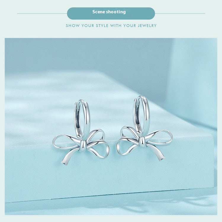 Simple All-match Bow Ear Clip S925 Sterling Silver