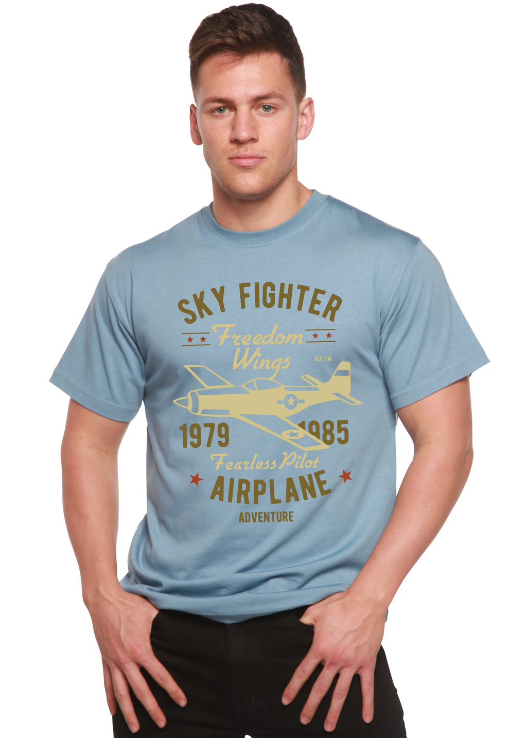 Sky Fighter Spun Bamboo® Men's Bamboo Viscose/Organic Cotton Short Sleeve Graphic T-Shirt Spun Bamboo