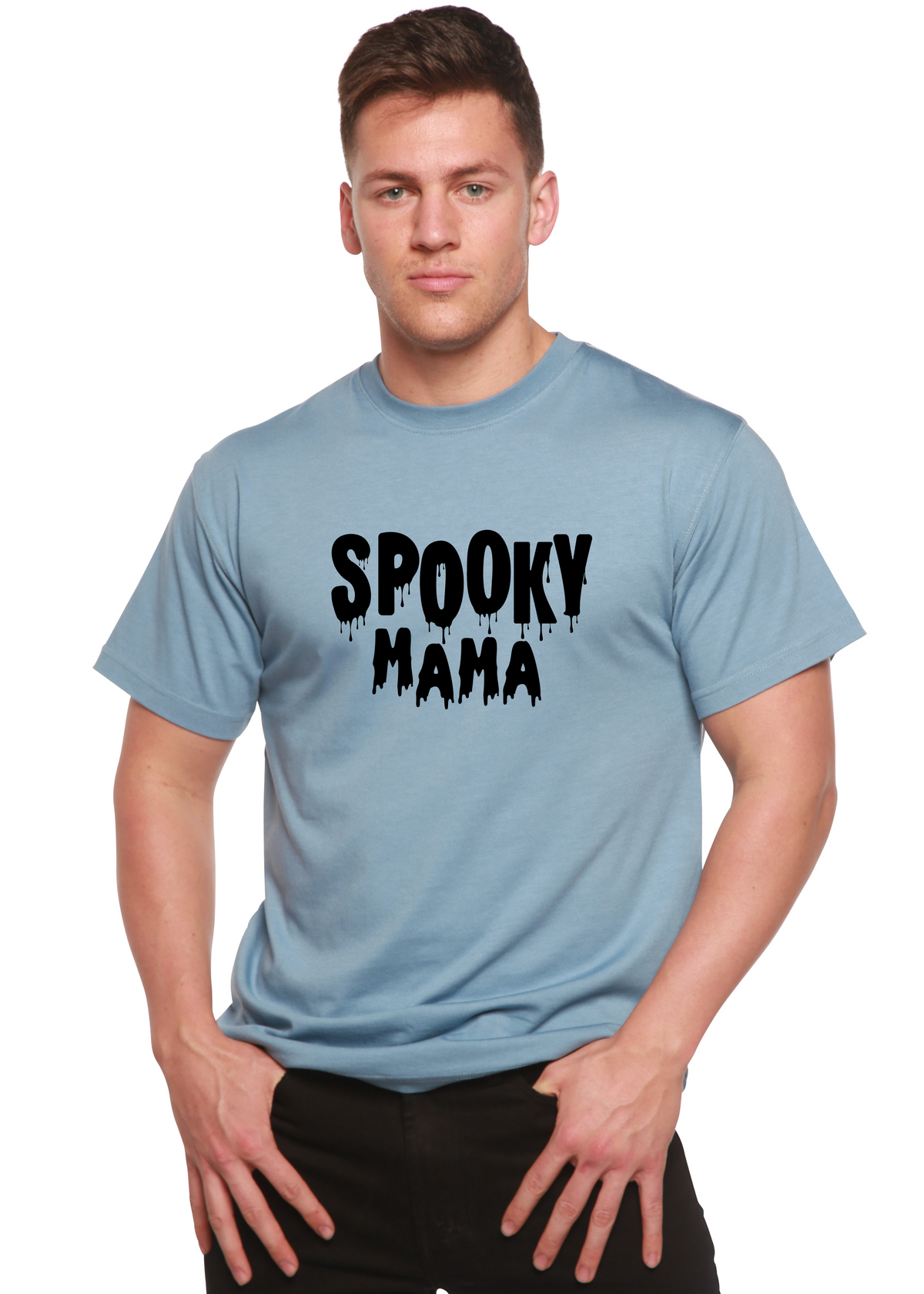 Spooky Mama Halloween Men's Bamboo Viscose/Organic Cotton Short Sleeve Graphic T-Shirt Spun Bamboo