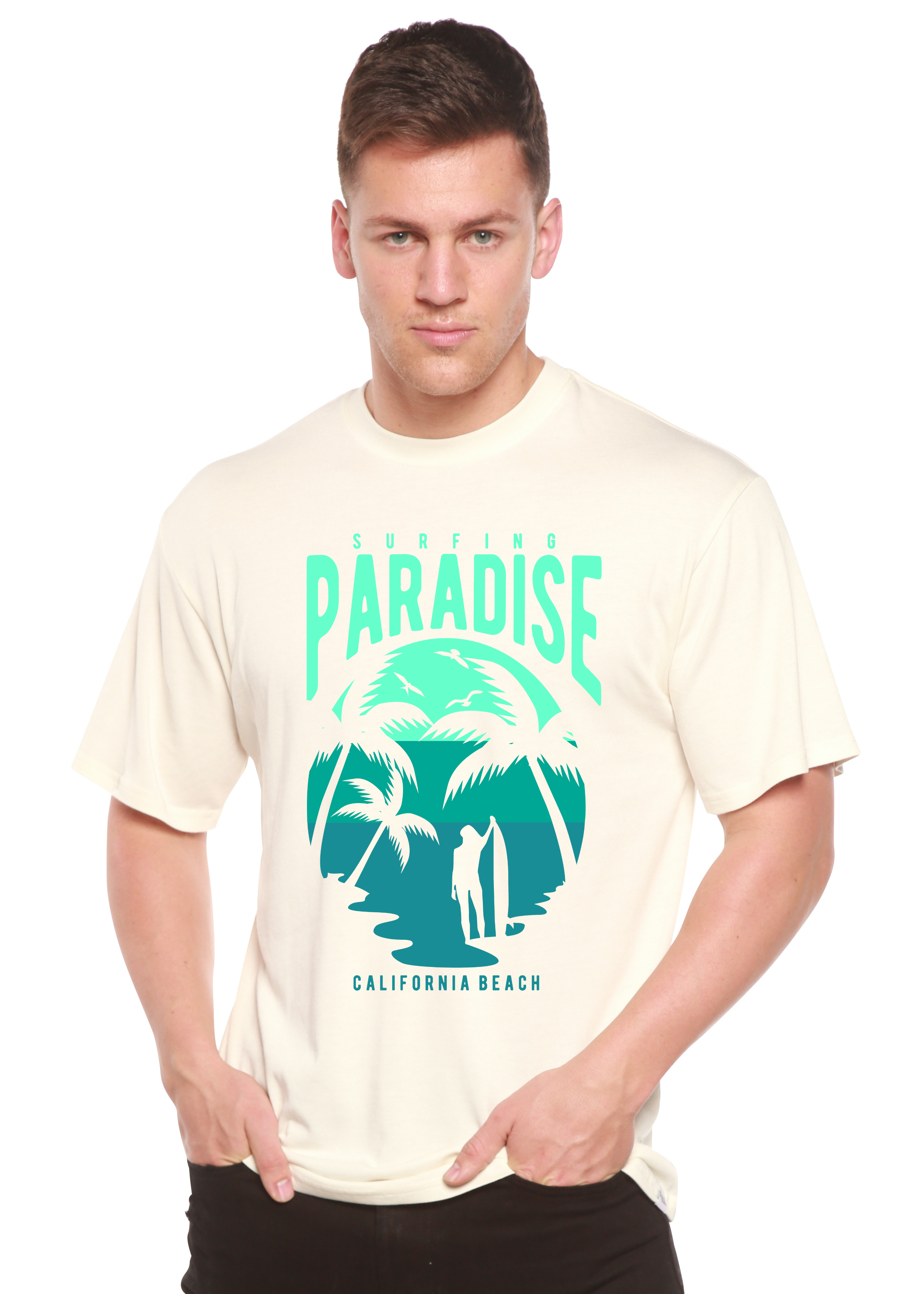 Surfing Paradise California Spun Bamboo® Men's Bamboo Viscose/Organic Cotton Short Sleeve Graphic T-Shirt Spun Bamboo