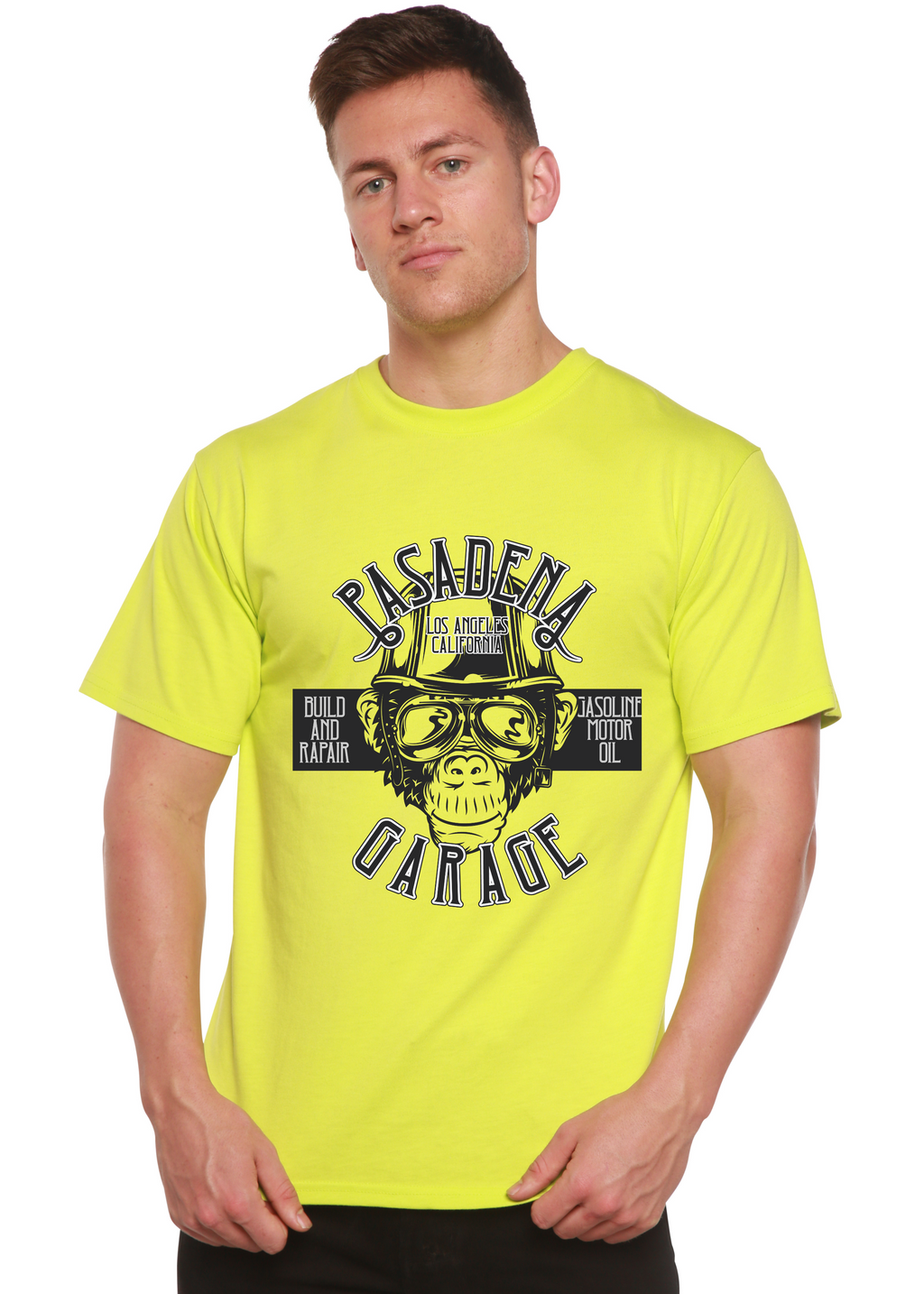 Pasadena Garage Men's Bamboo Viscose/Organic Cotton Short Sleeve Graphic T-Shirt Spun Bamboo