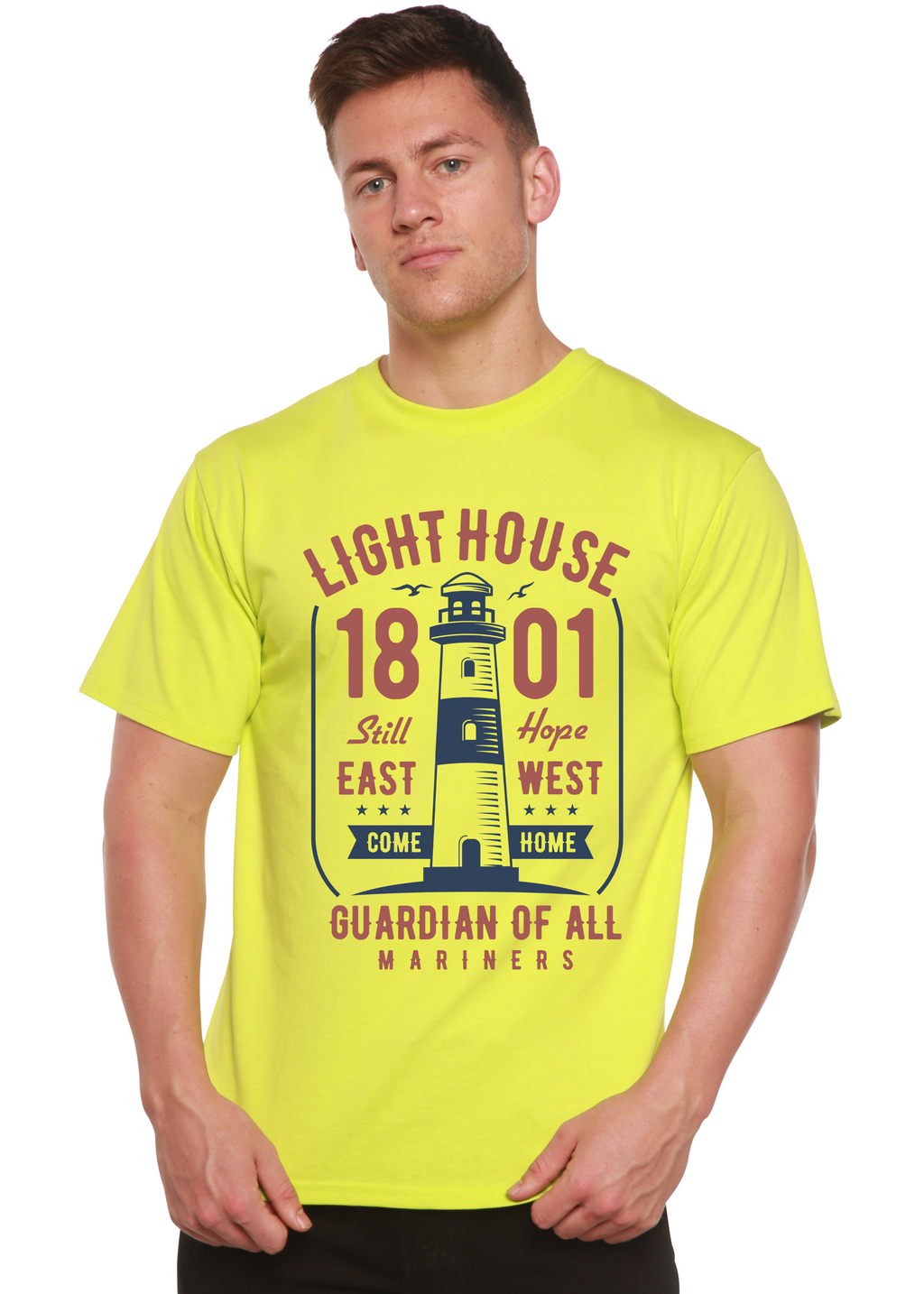Light House Men's Bamboo Viscose/Organic Cotton Short Sleeve Graphic T-Shirt Spun Bamboo