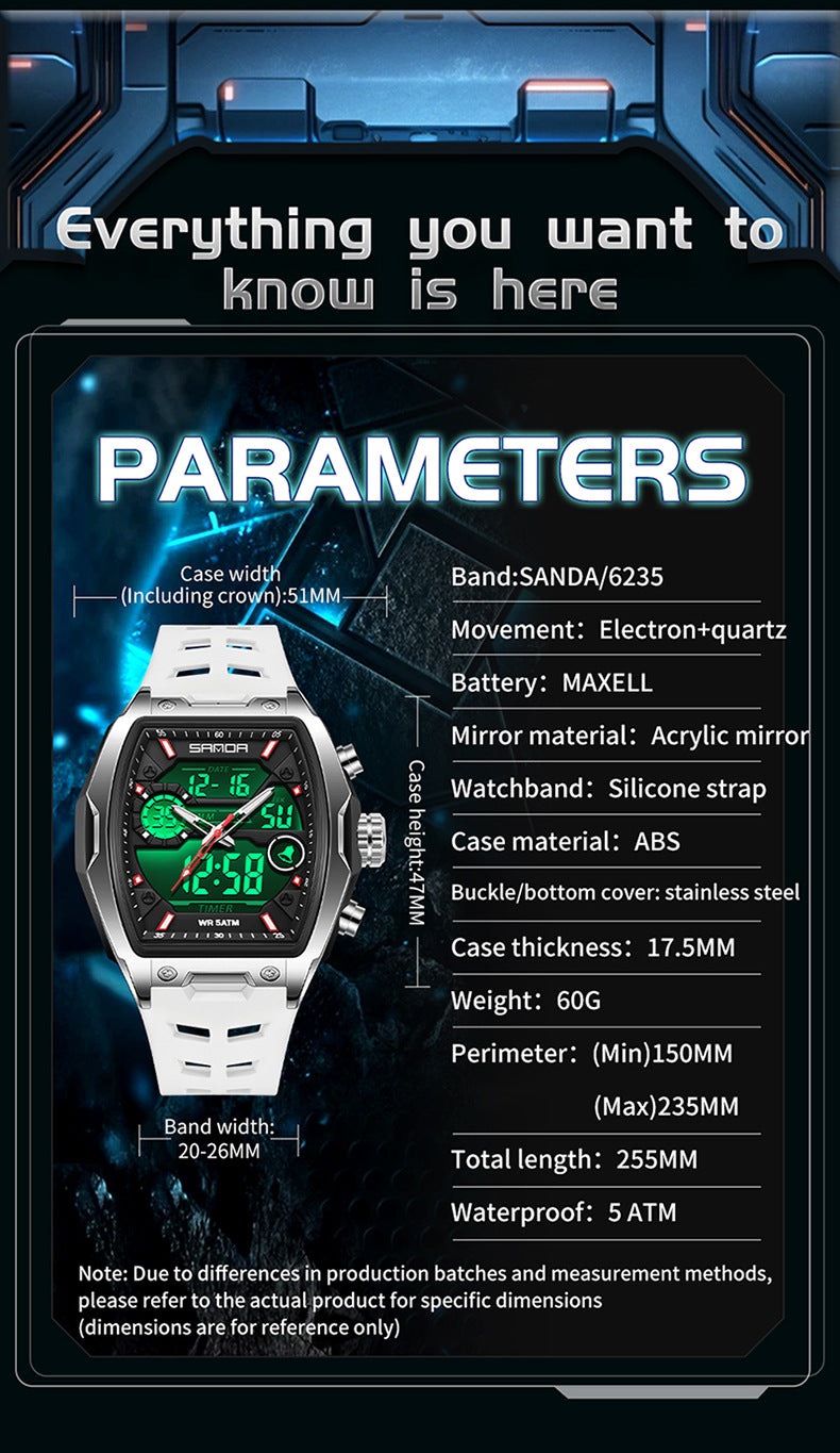 Multifunctional Cask-Shaped Luminous Sports Electronic Watch