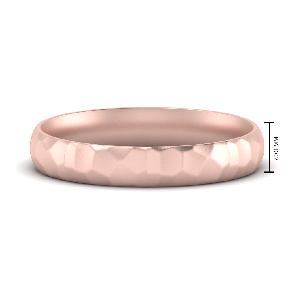 Mens Hammered Comfort Fit Wedding Band