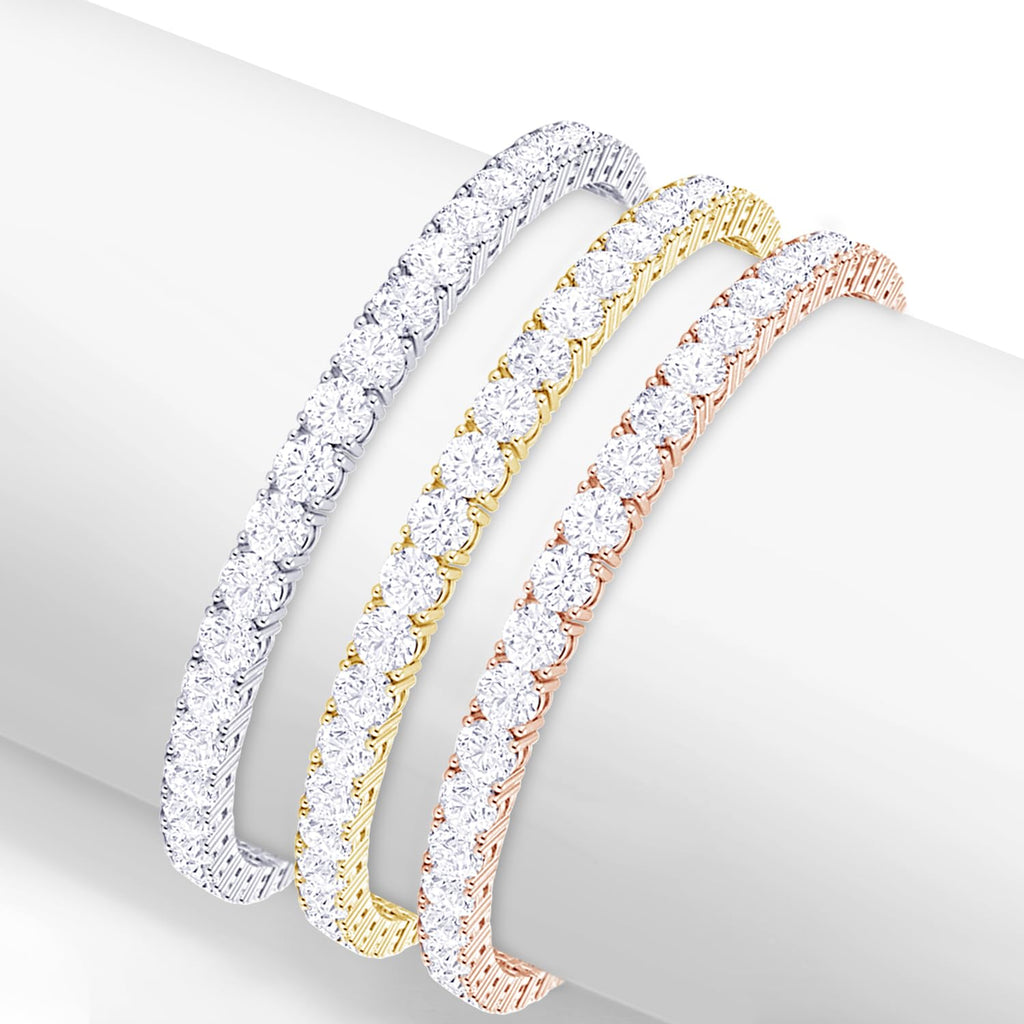 6ctw Created Moissanite Tennis Bracelet - 3mm Stones - 14K Gold Overlay in White, Yellow or Rose Gold VossAgin