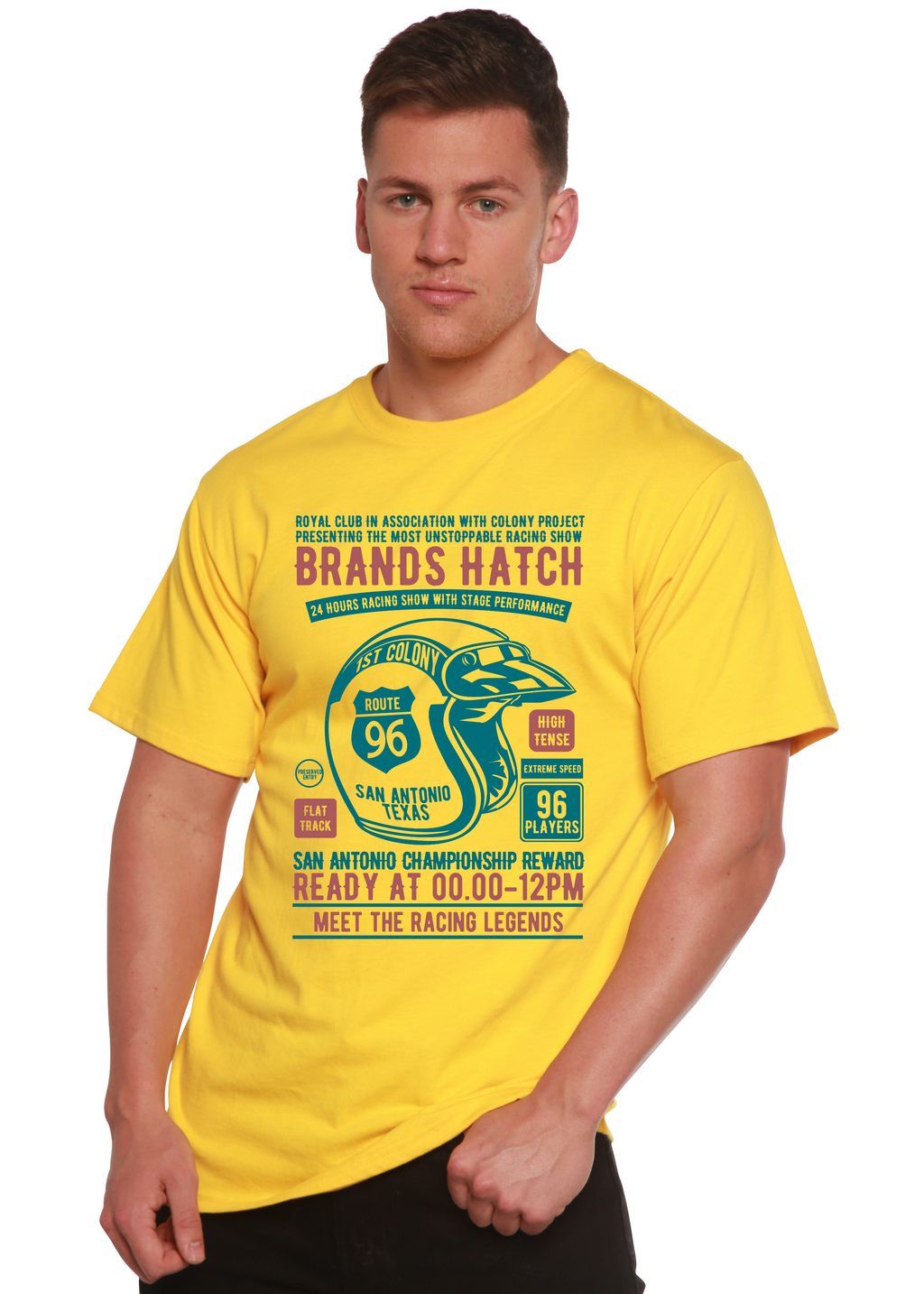 Brands Hatch Men's Bamboo Viscose/Organic Cotton Short Sleeve Graphic T-Shirt Spun Bamboo