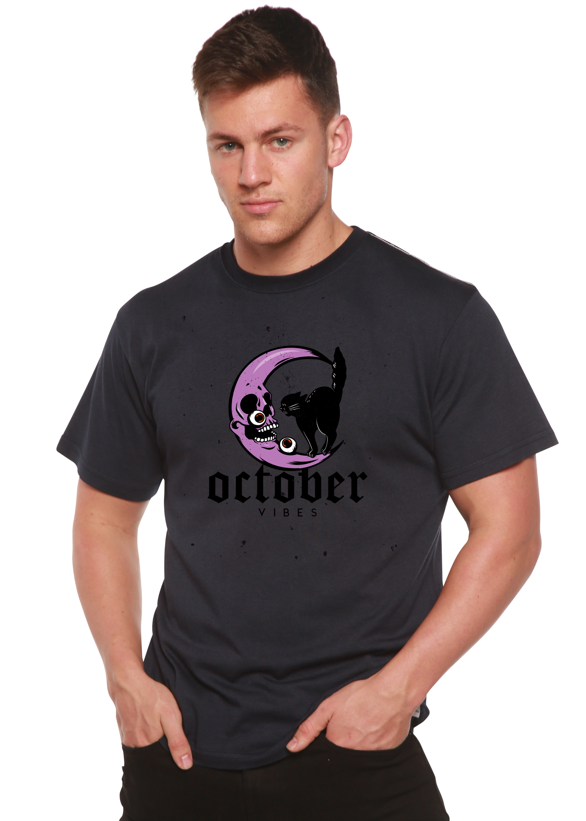 October Vibes Men's Bamboo Viscose/Organic Cotton Short Sleeve Graphic T-Shirt Spun Bamboo
