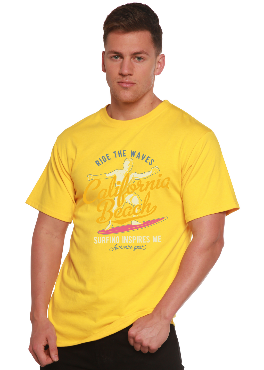 California Beach Men's Bamboo Viscose/Organic Cotton Short Sleeve Graphic T-Shirt Spun Bamboo