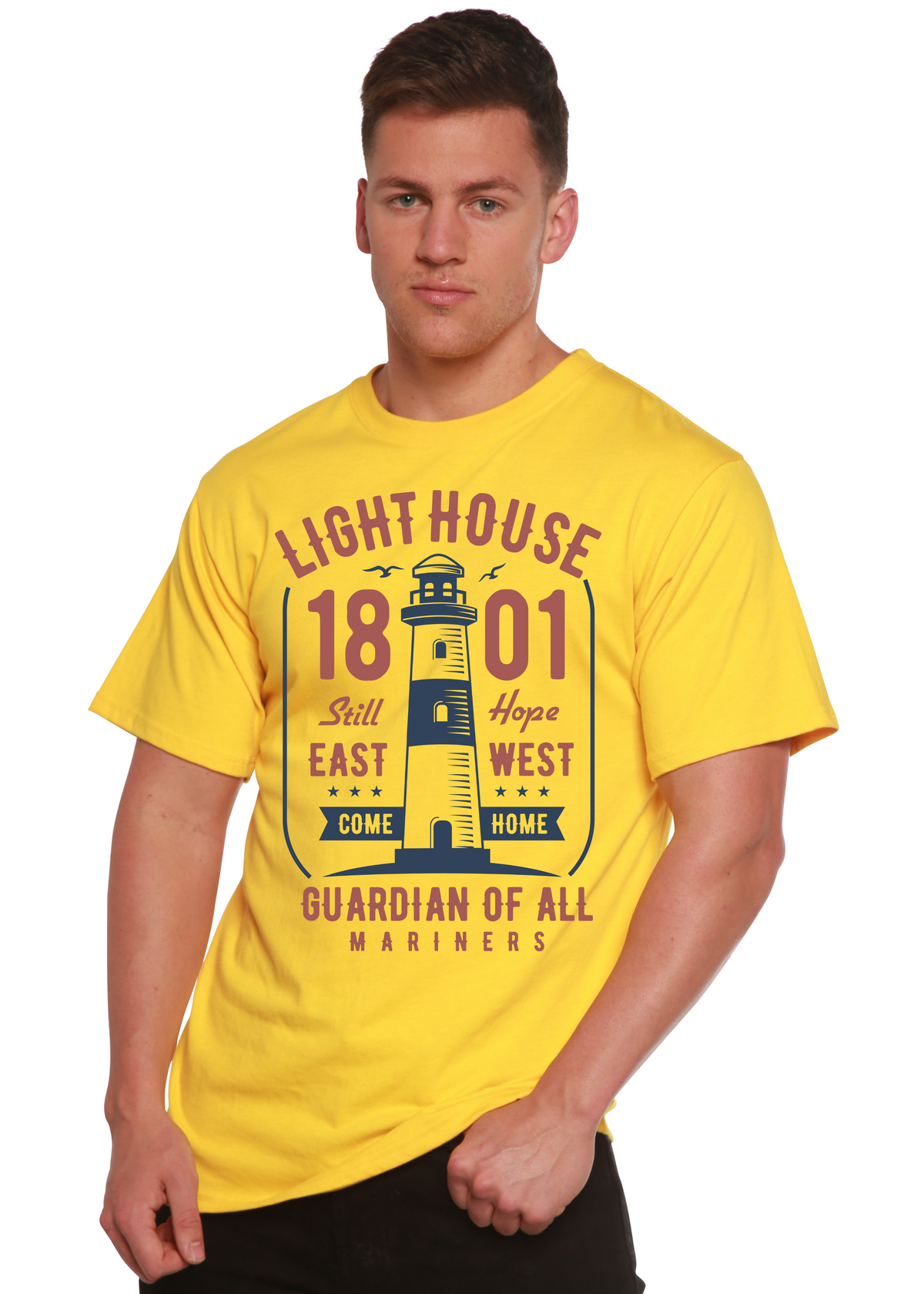 Light House Men's Bamboo Viscose/Organic Cotton Short Sleeve Graphic T-Shirt Spun Bamboo
