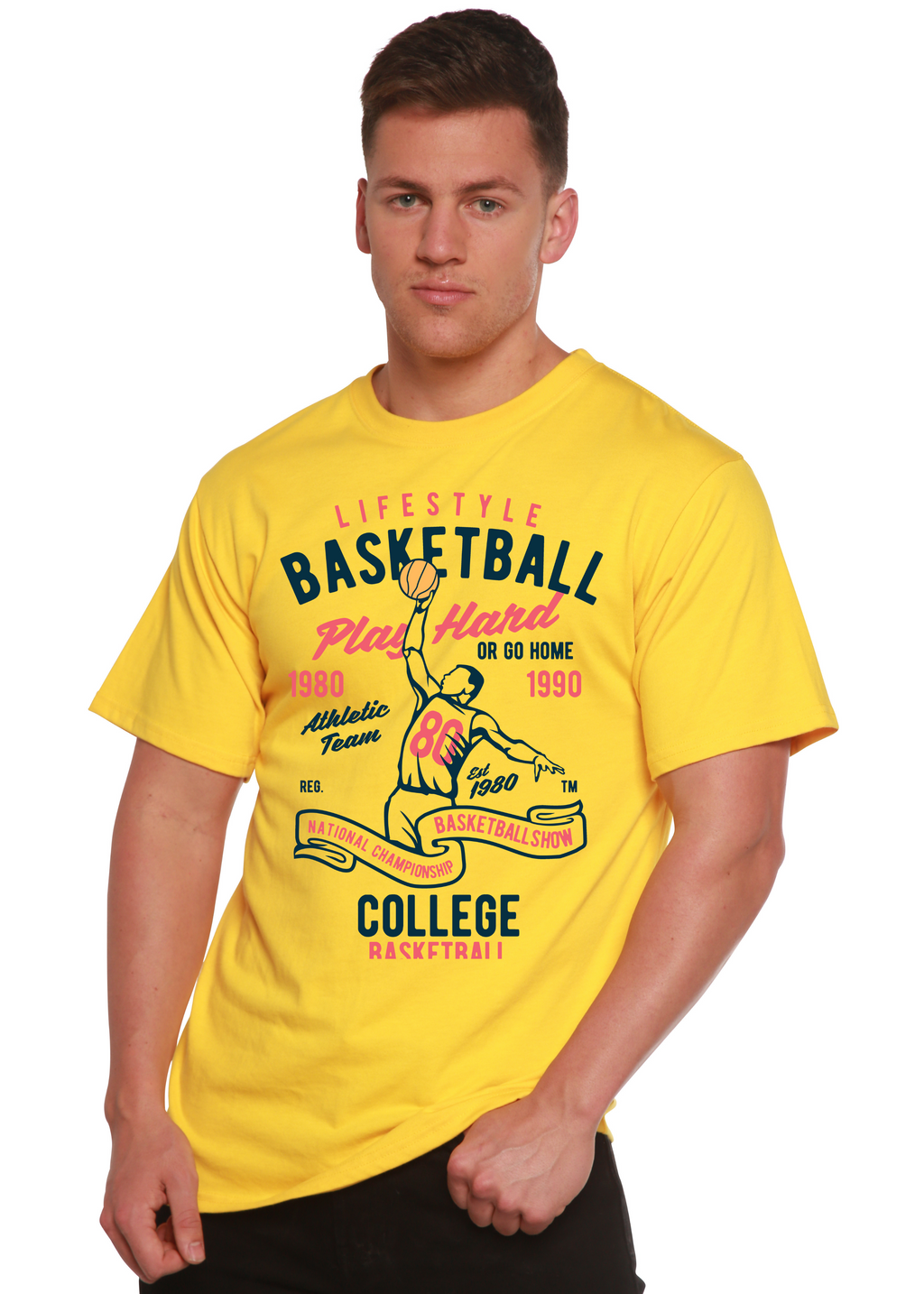 Life Style Basketball Men's Bamboo Viscose/Organic Cotton Short Sleeve Graphic T-Shirt Spun Bamboo