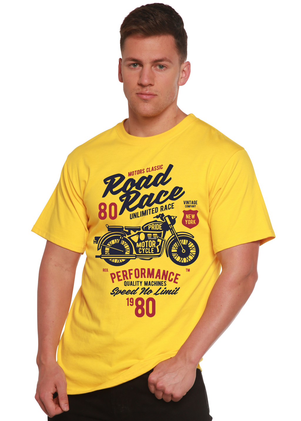 Road Race Motorcycles Spun Bamboo® Men's Bamboo Viscose/Organic Cotton Short Sleeve Graphic T-Shirt Spun Bamboo