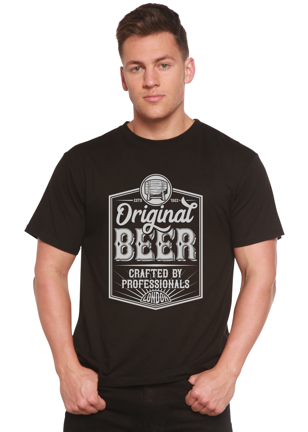 Original Beer Men's Bamboo Viscose/Organic Cotton Short Sleeve Graphic T-Shirt Spun Bamboo