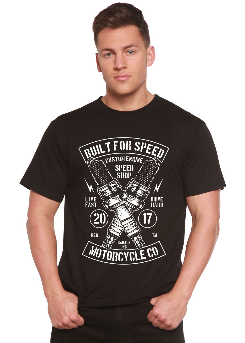 Built For Speed Men's Bamboo Viscose/Organic Cotton Short Sleeve Graphic T-Shirt Spun Bamboo