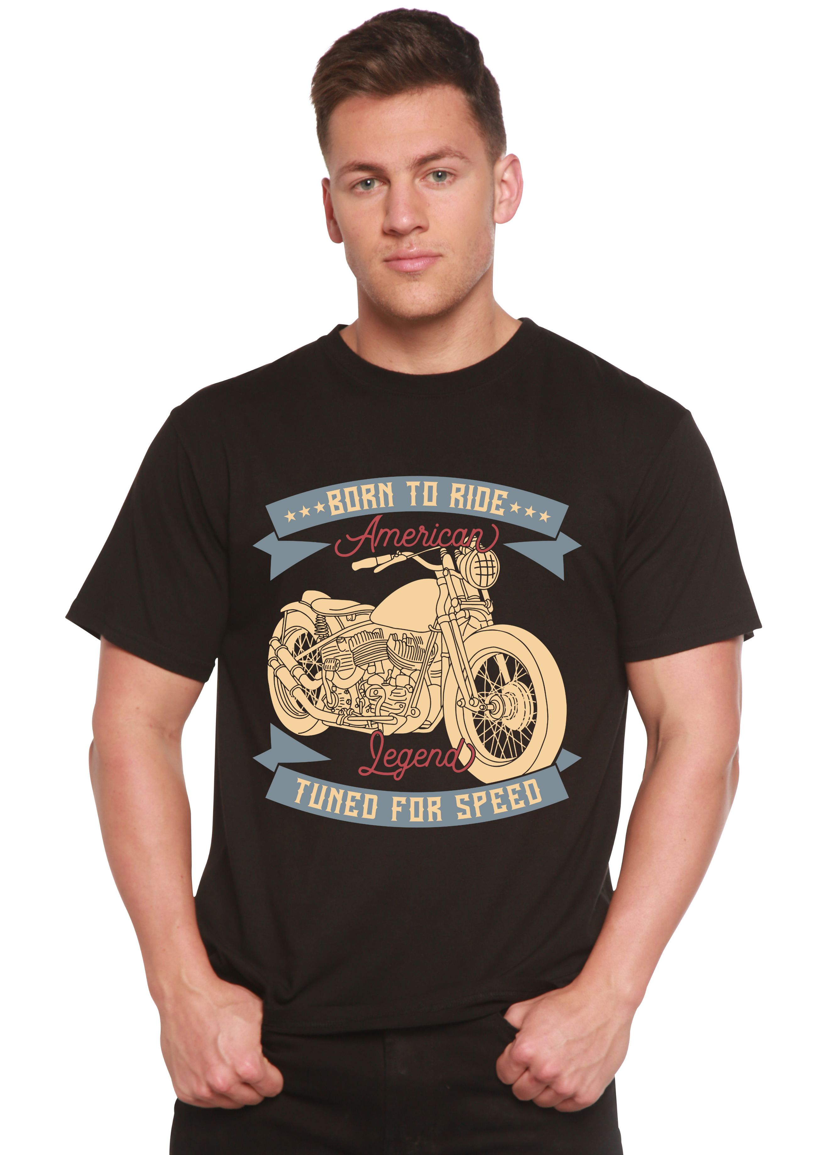 Born To Ride American Legend Men's Bamboo Viscose/Organic Cotton Short Sleeve Graphic T-Shirt Spun Bamboo