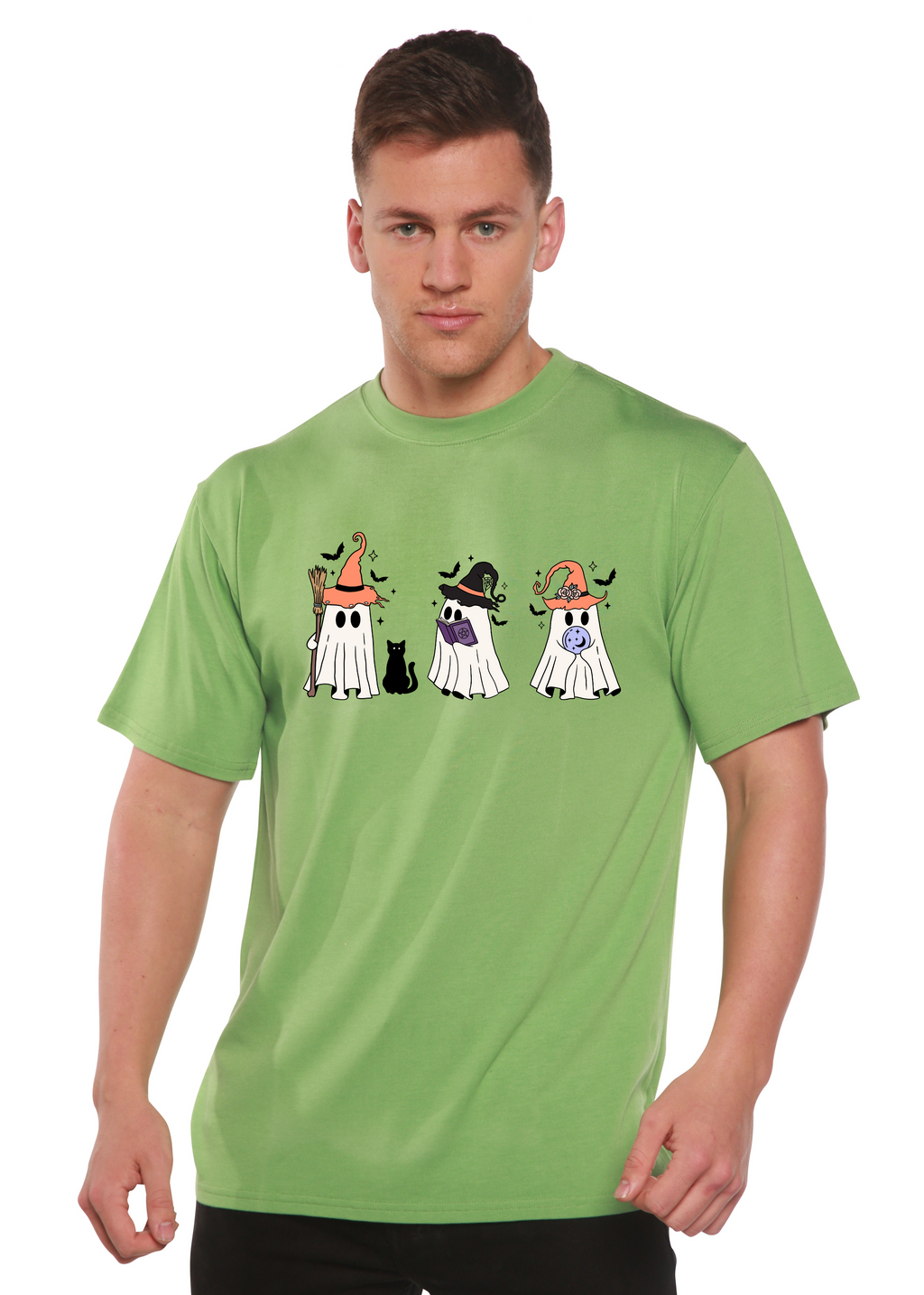 Halloween Boo Men's Bamboo Viscose/Organic Cotton Short Sleeve Graphic T-Shirt Spun Bamboo