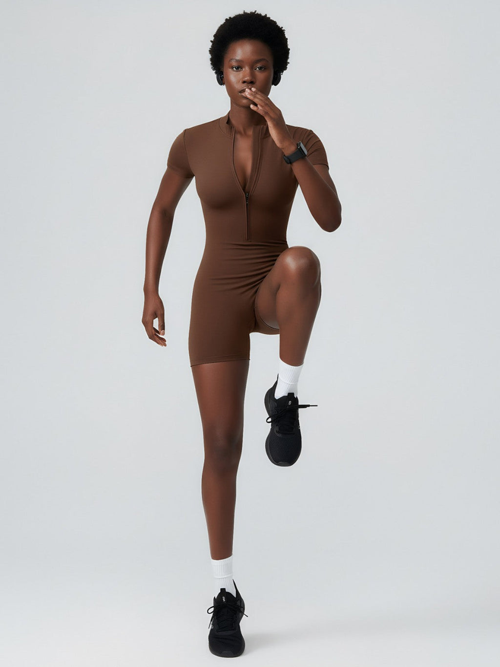 Women's One-Piece Half-Zip Tight Yoga Suit Jumpsuit Social Buzz eSIMs