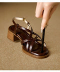 Womens Roman Sandals With A Block Heel